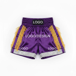 Pantalones Cortos de Muay Thai de Alta Calidad, Ropa de Kickboxing de Grado Profesional, Tela de Poliéster Satinado Resistente, Pantalones Cortos de Muay Thai - Product Image 6
