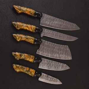 Juego de Cuchillos de Chef Profesionales de 5 Piezas de Acero de Damasco Hechos a Mano, Cuchillas Multifuncionales de Acero al Carbono para Cocina con Funda, ¡Gran Oferta! - Product Image 6