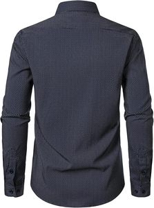 Men's Dot Pattern Long Sleeve Dress Shirt Turn-<b>down</b> Collar Full Sleeve Poplin Anti-Wrinkle Smart Casual - Product Image 2