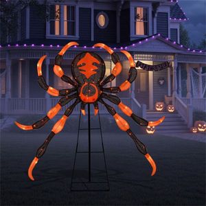 Decorazione di Halloween a Forma di Ragno da 52 Pollici Resistente alle Intemperie con 80 Luci LED, Supporto Robusto in Metallo e Tessuto, Grande Ornamento da Esterno - Product Image 4