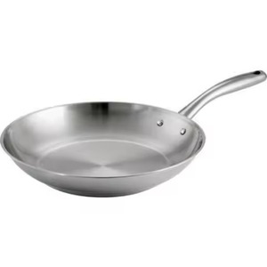 Polished Stainless Steel Body With Dark Wooden Style Handle Frying <b>Pan</b> Elegant Modern Cooking <b>Pan</b> For Luxury Kitchens - Product Image 5