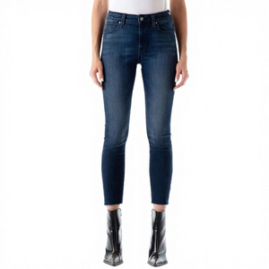 Jean en denim pour femme, coupe mi-longue ample, couleur unie, délavé, style décontracté, poches, tissu tricoté respirant, design simple - Product Image 2