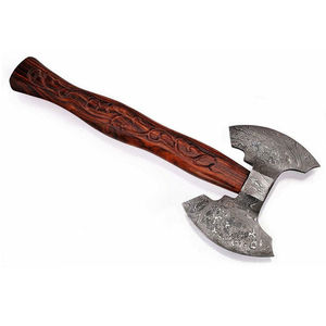 Hacha Tomahawk de Doble Hoja de Acero de Damasco Forjada a Mano, de Calidad Premium, en Oferta, para Caza |   Hacha Cuchillo Industrial - Product Image 2