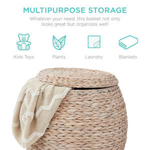 Panier fourre-tout organisateur de rangement en jacinthe Vintage Heights avec couvercle tissé à la main rangement vintage polyvalent - Product Image 4