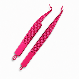 Pink Eyelash Tweezers with Smooth Tip and Diamond Texture Precision Tool - Product Image 4