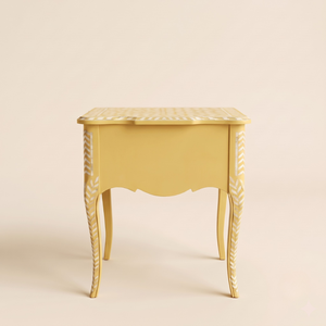 Table de chevet moderne en bois et nacre jaune pour salle de bain, bureau à domicile, salon ou chambre à coucher - Product Image 2