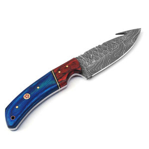 Cuchillo Bowie de Acero de Damasco Hecho a Mano con Borde Dentado, Funda de Madera Personalizable, Compatible con OEM, Hoja Fija, Garantía de 3 Años, para Exteriores - Product Image 1