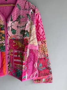 Chaqueta Acolchada de Algodón con Parches Estilo Bohemio para Mujer, Cuello en V, Botones al Frente, Prenda Exterior Informal, Manga Larga, Bolsillos con Parches, para Todas las Temporadas - Product Image 5