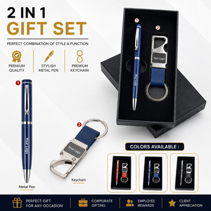 Custom Logo Personalized <b>Printing</b> Metal Pen and Keychain Gift Set Red Business Promotional Giveaway for Corporate Gifting - Product Image 4