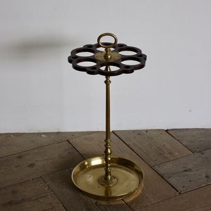 Porte-parapluie vintage en laiton avec dessus en bois, capacité unilatérale, pour la décoration intérieure - Product Image 4