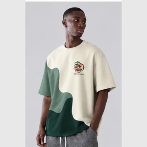 Camiseta Oversize de Hombros Caídos de Poliéster/Algodón Tejido, Suministro del Fabricante, Estampado Personalizado, Camiseta Unisex Lisa para Hombre, Estilo Urbano - Product Image 4