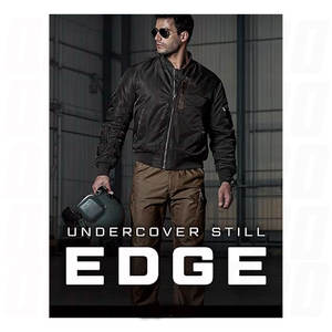 Chaqueta bomber informal para hombre, para otoño e invierno, con cremallera, resistente al viento, acolchada, estilo MA-1, con bolsillo utilitario. - Product Image 3