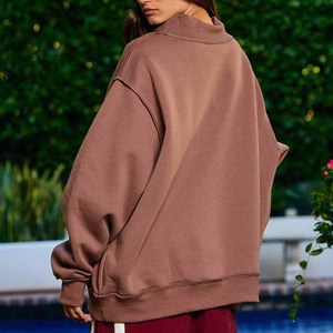WWD Luxury Cotton Fleece <b>Mock</b> <b>Neck</b> Crew <b>Neck</b> Sweatshirt Custom Chenille Letter Embroidery Greek Sorority Apparel - Product Image 4