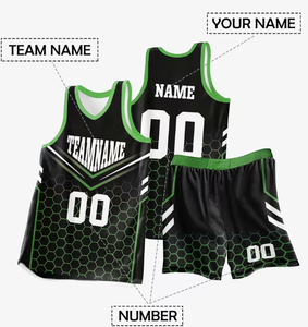 Green and Black Personalized Basketball Uniform Set Custom Team Uniform for Adult and Youth - Product Image 2