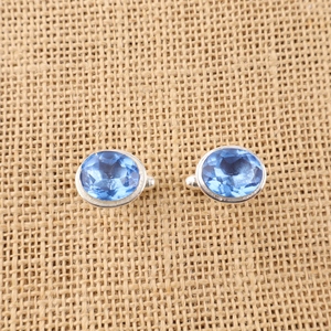 Niharika Gems Ocean Heart Blue Tanzanite Freshwater Pearl Channel Set Sterling <b>Silver</b> <b>Cuff</b> Link set unisex Jewellery - Product Image 3