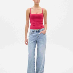 Women Solid Camisole Tank Top Slim Fit <b>Spaghetti</b> <b>Strap</b> Sexy Breathable 100%Cotton Casual Basic Summer Streetwear Custom Tank Top - Product Image 5