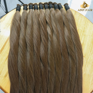 Raw Human Hair Straight Bulk - <b>Medium</b> <b>Brown</b> Natural Color 100% Unprocessed Vietnamese Hair for Braiding - Product Image 3