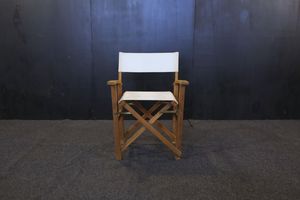 Modern <b>Teak</b> Wood Folding Director <b>Chair</b> with Outdoor Fabric Seat and Back for Villa Garden Use Model CHA40 - Product Image 2