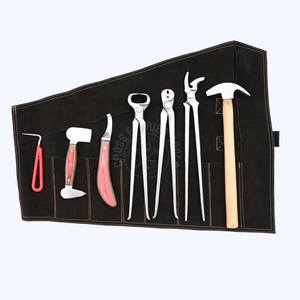 Juego de Herramientas Profesionales para Herrador: Cuchillo de Pezuña Arcoíris, Martillo, Cortaúñas de Pezuña, Extractor de Clavos, Remachador, Pulidor y Limpiador de Pezuñas, con Estuche Rodante Negro - Product Image 1