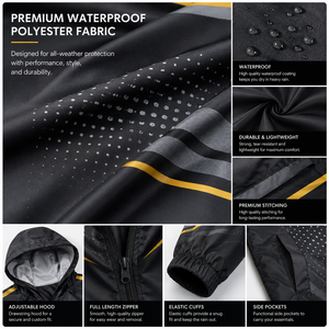 Veste de pluie à capuche personnalisée pour hommes, design sportif, revêtement PVC, doublure intérieure en maille polyester, coupe-vent, vêtements de travail en plein air, service OEM - Product Image 5