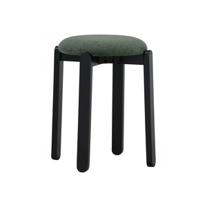 Modern Durable Portable Stackable Upholstered <b>Stool</b> with Black Beech Wood Legs for <b>Bedroom</b> and Residential Use - Product Image 1
