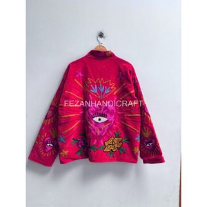Chaqueta de Terciopelo Bordada para Mujer, Diseño Floral, Cuello Mao, Manga Larga, para Otoño, Bordado a Mano - Product Image 5