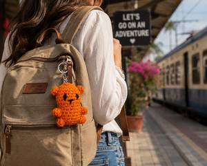 Top Selling Handmade Crochet Teddy Bear Keychain Soft Cotton Yarn <b>Cute</b> Bag Charm <b>Purse</b> Pendant Gift for Women for Sale - Product Image 4