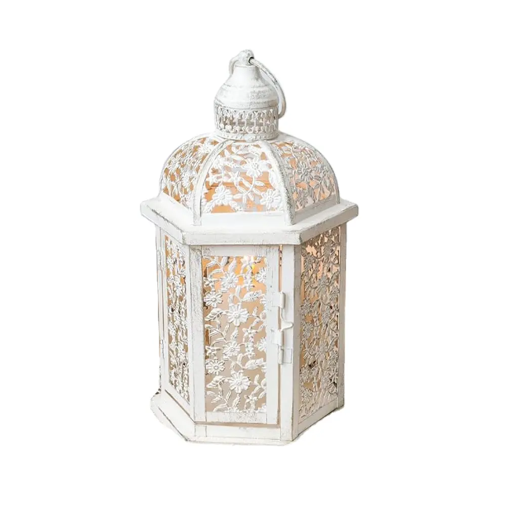 Export Quality Unique Design Indian Handmade White Clear Glass Moroccan Lantern Very Lowest Price White Finished For Home Deco