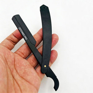 Custom Logo Black Matte ZETOMED PRO Baber Shaving Razor with Stainless Steel Replaceable Single Blade Packaging Included - Product Image 1