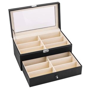 12 pezzi portaoggetti in pelle per occhiali e occhiali da sole cassetto portaoggetti con chiusura a chiave per ottica Idea regalo - Product Image 3