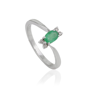Wholesale 925 Sterling <b>Silver</b> 100% Genuine <b>Emerald</b> & Diamond Minimal Fine <b>Ring</b> For Women's Everyday Wear Unisex Jewelry - Product Image 1