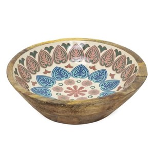 Handcrafted for <b>Wood</b> Turquoise Ceramic Rectangle Bohemian Tabletop Fruit Bowl Wholesale - Product Image 2
