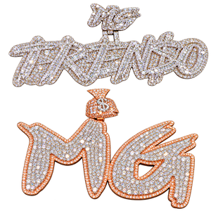 Colgante de Letra MG Chapado en Oro con Moissanita VVS de Alta Calidad, Estilo Hip Hop, Joyería para Hombre, Precio al por Mayor, Personalizable para Fiestas - Product Image 1