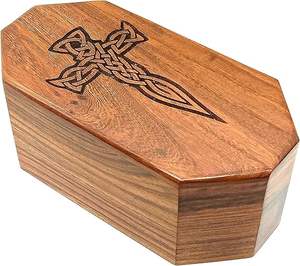 Small wooden cremation urn 8 inch memorial urn wooden ashes container funeral <b>keepsake</b> urn decorative wooden memorial <b>box</b> - Product Image 1