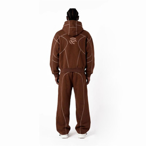 Ensemble de survêtement marron premium pour homme – Sweat à capuche entièrement zippé et pantalon de jogging - Product Image 2