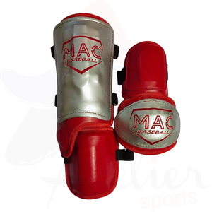 MAC Baseball Knee Guard PU Material <b>Red</b> and Silver Baseball Protective Leg Guard <b>Hot</b> Selling Baseball Embroider Shin Guard - Product Image 1