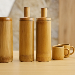 Botella de Agua de Bambú Estilo Bohemio Ecológica |   Botella Reutilizable Biodegradable para Bebidas con Tapa |   Uso en Viajes, Hogar y Oficina - Product Image 3