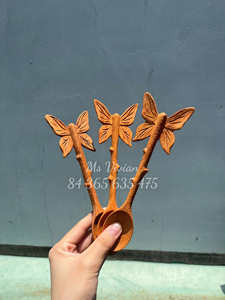 Cuchara de madera roja con mango de mariposa, cuchara de madera con forma de mariposa, grabado de logotipo personalizado, cuchara de madera de mariposa de Vietnam a precio económico - Product Image 5