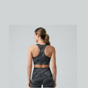 Custom Women's <b>Two</b>-<b>Piece</b> Yoga <b>Set</b> Bra Breathable Quick-Dry Lightweight Shorts Seamless Solid Design Fitness Sports Elastic Waist - Product Image 2