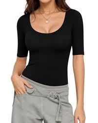 Half sleeve ladies everyday <b>top</b> <b>womens</b> breathable scoop neckline shirt - Product Image 2