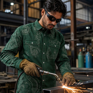 FRC0916BRed Flame Resistant Work <b>Shirt</b> Printed Plaid Pearl Snap - Flame Resistant for Industrial Work <b>Shirt</b> - Product Image 6