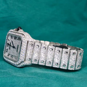 Montre en quartz de luxe 100% testée au diamètre, or brillant, Moissanite VVS, style Hip Hop, en acier inoxydable, étanche, avec cristaux et couleurs personnalisées - Product Image 1