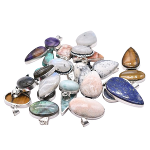 Nuevos Collares con Colgante de Piedras Preciosas de Diseño Mixto, Chapados en Plata 925, Engaste de Bisel, Joyería Vintage Cristiana Unisex, 5 Piezas - 50 Piezas - Product Image 2
