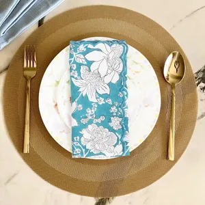 Servilletas Bordadas Desechables Ecológicas Hechas a Mano 100% Algodón con Estampado de Bloques para Decoración de Mesa de Bodas y Fiestas al por Mayor - Product Image 3