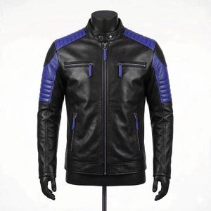 Hot Selling Premium Quality Custom Design Red <b>Real</b> <b>Leather</b> <b>Jacket</b> Streetwear Square Collar <b>Leather</b> Outdoor <b>Jacket</b> Men's - Product Image 1