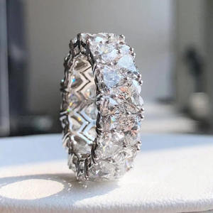 Bague empilable en argent sterling avec moissanite taille cœur et diamants double face, pour fiançailles, mariage, anniversaire, cadeau pour homme - Product Image 4