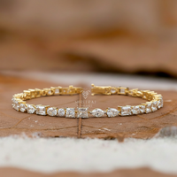 Exclusivas Pulseras de Diamantes Unisex Personalizables de 6.5 Pulgadas, Brazaletes de Oro de 14K con Diamantes Cultivados en Laboratorio de 6.0-7.0 Quilates, Corte Brillante, Certificados por IGI
