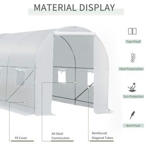 Grande 15 'X 7' X 7 'giardino serra Walk-In Tunnel Hot House Kit 6 avvolgi-finestre porta verde Tunnel serra per giardini - Product Image 2