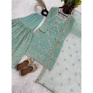 Conjunto de Top, Pantalón y Dupatta para Fiesta, Hermoso para Mujer - Product Image 6