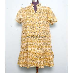 Nuevo Vestido Corto de Fiesta con Estampado Floral Bohemio Moderno, de Algodón Tejido, Cuello en V, Manga Corta y Botones, para Mujer, Vestido de Playa - Product Image 1